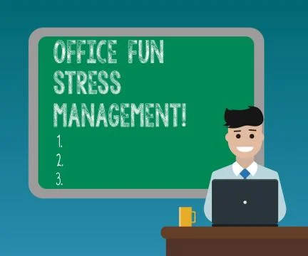 Handwriting text writing Office Fun Stress Management. Concept meaning Relax Stock Illustration