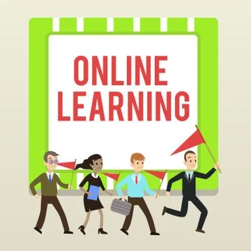 Handwriting text writing Online Learning. Concept meaning Larning with the Illustrazione stock