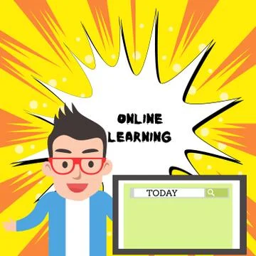Handwriting text writing Online Learning. Concept meaning Larning with the Illustrazione stock