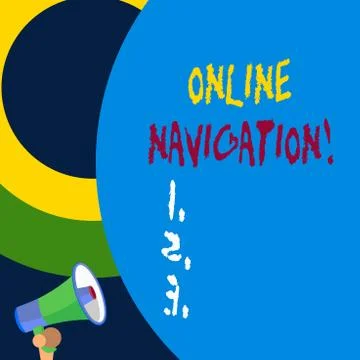 Handwriting text writing Online Navigation. Concept meaning navigating a network Stock Illustration