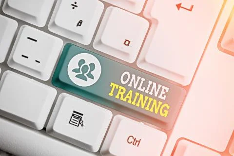 Handwriting text writing Online Training. Concept meaning Take the education Stock Photos