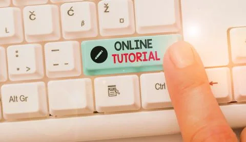 Handwriting text writing Online Tutorial. Concept meaning process of tutoring in Stock Photos