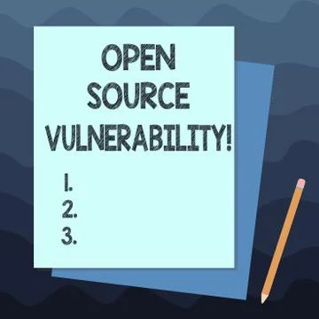 Handwriting text writing Open Source Vulnerability. Concept meaning Publicized 库存插图