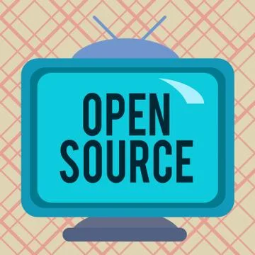 Handwriting text writing Open Source. Concept meaning denoting software which Stock Illustration