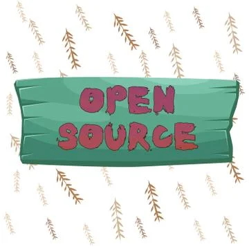 Handwriting text writing Open Source. Concept meaning denoting software which Illustrazione stock