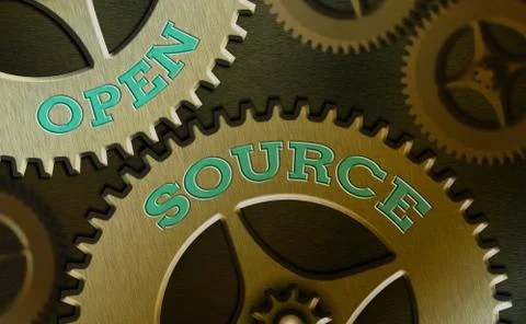 Handwriting text writing Open Source. Concept meaning contains the source code Illustrazione stock