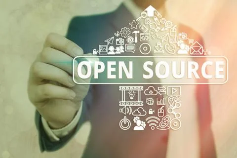 Handwriting text writing Open Source. Concept meaning contains the source code Stock Photos