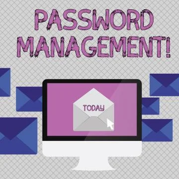 Handwriting text writing Password Management. Concept meaning software used to Ilustración de archivo