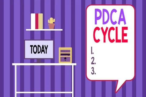 Handwriting text writing Pdca Cycle. Concept meaning use to control and continue Stock Illustration