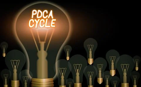 Handwriting text writing Pdca Cycle. Concept meaning use to control and continue Stock Illustration