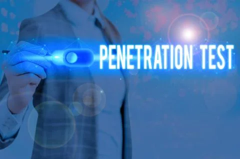 Handwriting text writing Penetration Test. Concept meaning authorized simulated Foto stock