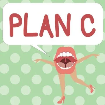 Handwriting text writing Plan C. Concept meaning ones last Backup strategy de 스톡 일러스트