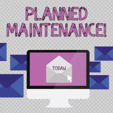 Handwriting text writing Planned Maintenance. Concept meaning reventive Stock Illustration