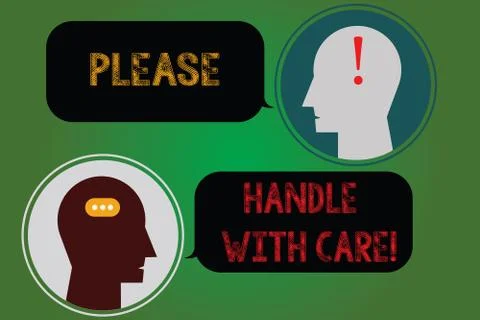 Handwriting text writing Please Handle With Care. Concept meaning Fragile be Illustration