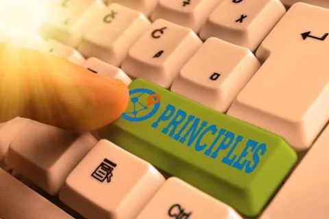 Handwriting text writing Principles. Concept meaning fundamental truth that Stock Photos