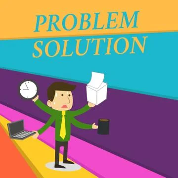 Handwriting text writing Problem Solution. Concept meaning solving consists of Stock Illustration