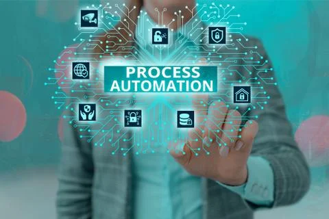 Handwriting text writing Process Automation. Concept meaning the use of Foto stock