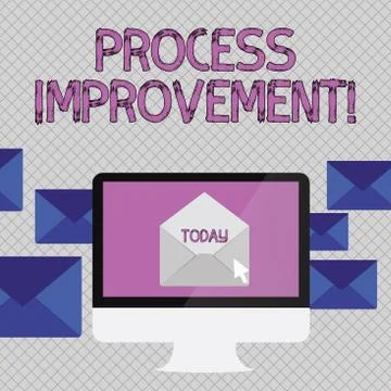Handwriting text writing Process Improvement. Concept meaning ongoing effort to 스톡 일러스트