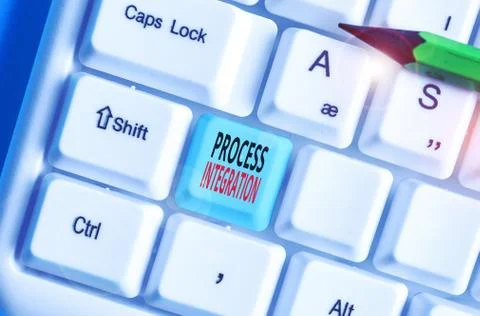 Handwriting text writing Process Integration. Concept meaning sharing of data Foto stock