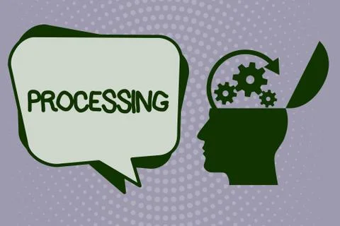 Handwriting text writing Processing. Concept meaning Series of mechanical or Stock Illustration