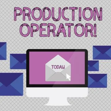 Handwriting text writing Production Operator. Concept meaning control equipment Illustrazione stock