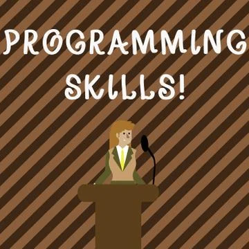 Handwriting text writing Programming Skills. Concept meaning skills vital to 스톡 일러스트