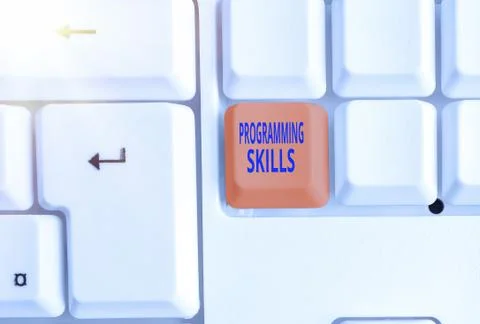 Handwriting text writing Programming Skills. Concept meaning expertise required Stock-Fotos