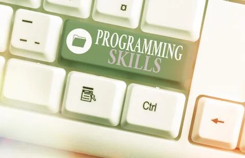 Handwriting text writing Programming Skills. Concept meaning expertise required Stock-Fotos