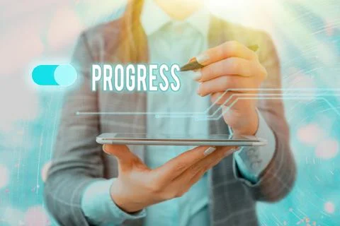 Handwriting text writing Progress. Concept meaning development towards an Stock Photos