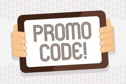 Handwriting text writing Promo Code. Concept meaning consisting letters numbers Stock Illustration