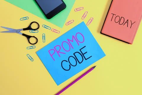 Handwriting text writing Promo Code. Concept meaning digital numbers that give Stock Photos