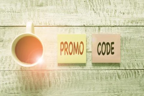 Handwriting text writing Promo Code. Concept meaning digital numbers that give Foto stock