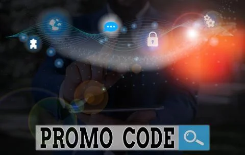 Handwriting text writing Promo Code. Concept meaning digital numbers that give Foto stock