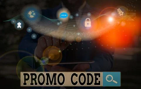Handwriting text writing Promo Code. Concept meaning digital numbers that give Foto stock