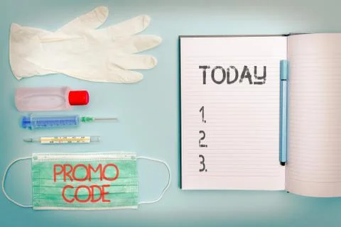 Handwriting text writing Promo Code. Concept meaning letters or numbers that Stock-Fotos