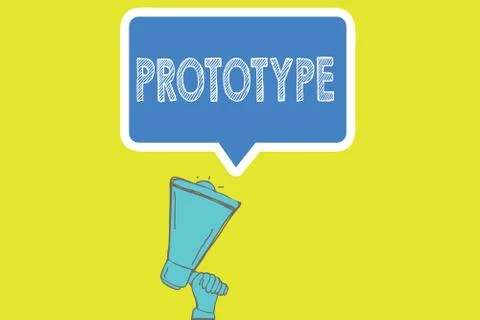 Handwriting text writing Prototype. Concept meaning Preliminary project design Illustrazione stock