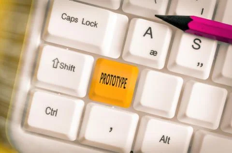 Handwriting text writing Prototype. Concept meaning first and usually functional Stockfoto's