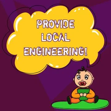 Handwriting text writing Provide Local Engineering. Concept meaning Building Ilustración de archivo