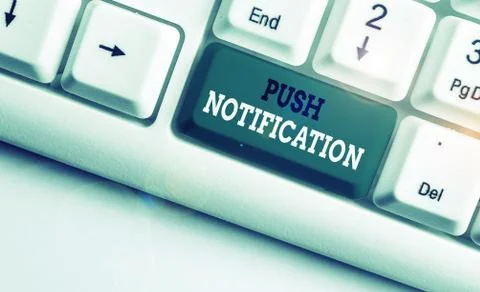 Handwriting text writing Push Notification. Concept meaning automated message Stock Photos