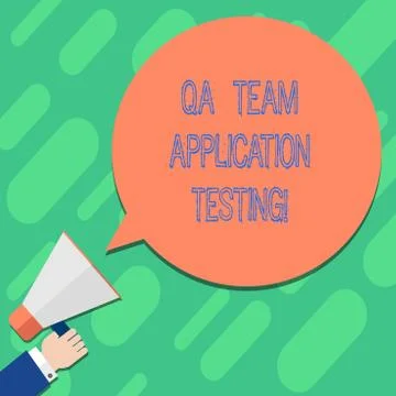 Handwriting text writing Qa Team Application Testing. Concept meaning Question Illustrazione stock
