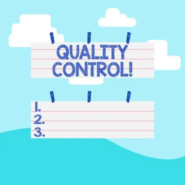 Handwriting text writing Quality Control. Concept meaning system of maintaining Stock Illustration