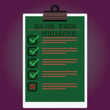 Handwriting text writing Real Time Business Intelligence. Concept meaning Illustrazione stock