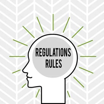 Handwriting text writing Regulations Rules. Concept meaning Standard Statement Illustrazione stock