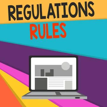 Handwriting text writing Regulations Rules. Concept meaning Standard Statement Illustrazione stock