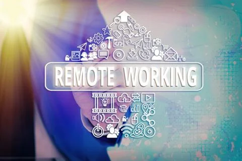 Handwriting text writing Remote Working. Concept meaning style that allows Stock Photos