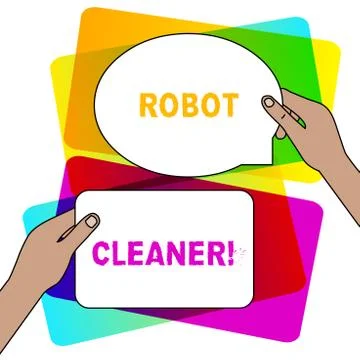 Handwriting text writing Robot Cleaner. Concept meaning Intelligent programming Stock Illustration