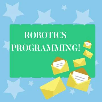 Handwriting text writing Robotics Programming. Concept meaning software that Stock Illustration