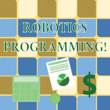 Handwriting text writing Robotics Programming. Concept meaning software that Stock Illustration
