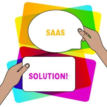 Handwriting text writing Saas Solution. Concept meaning software delivery method Stock Illustration