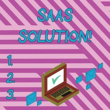 Handwriting text writing Saas Solution. Concept meaning software delivery method Ilustração Stock